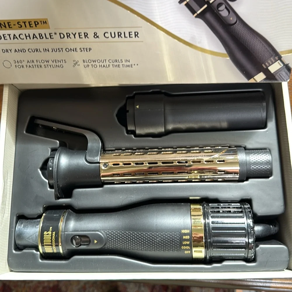 Hot Tools Pro Artist 24K Gold collection Detachable Dryer & Curler- Black & Gold